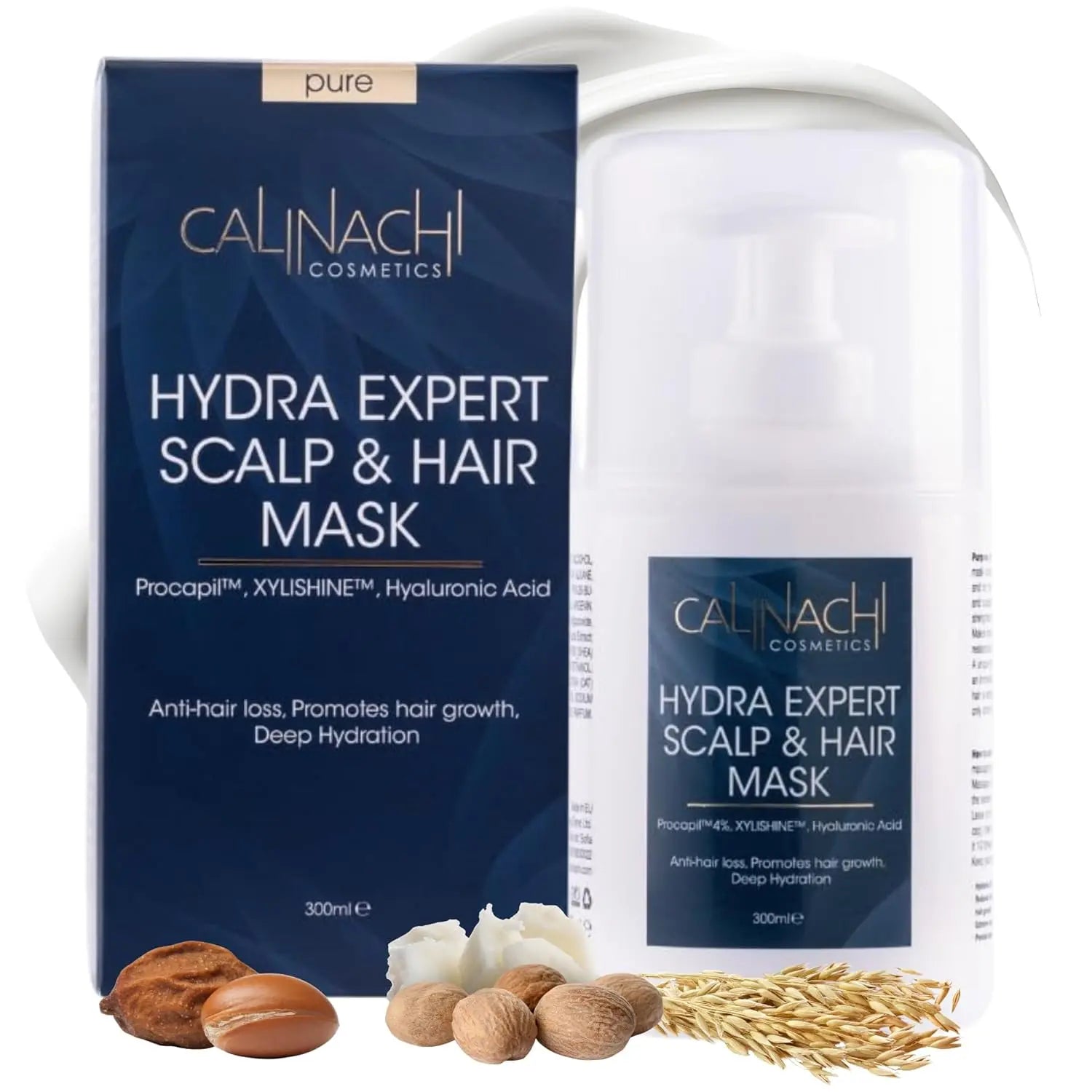 Hydra Expert (All Hair Type) Anti-Hair Loss, Hydrating, Restorative, Mask for Scalp and Hair, 300 ml. CALINACHI Cosmetics