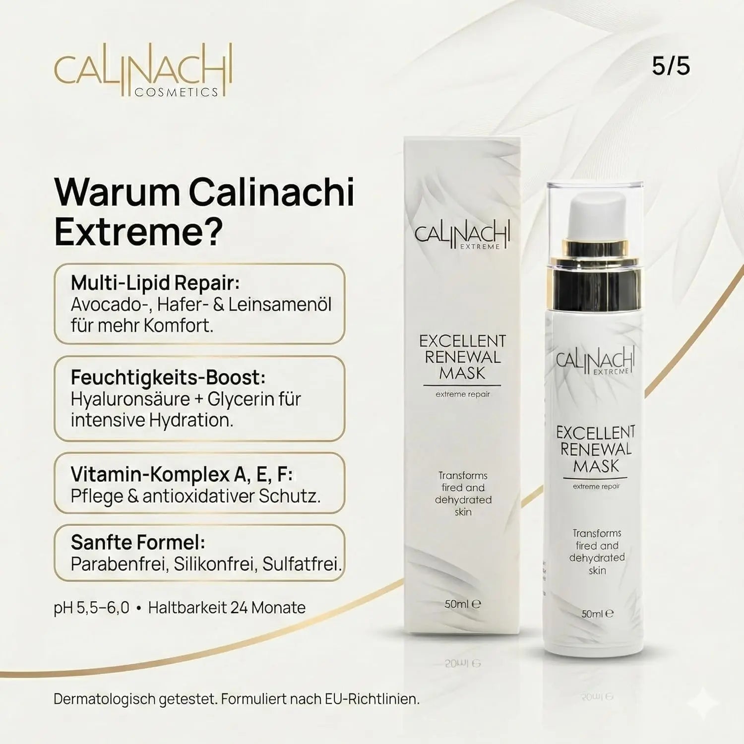 Excellent Renewal Mask for Face, Neck, and Décolletage, 50ml. CALINACHI Cosmetics