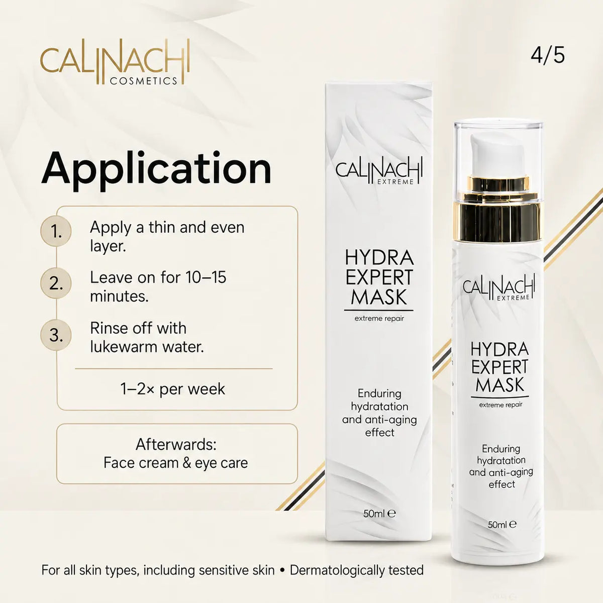 Hydra Mask for Face, Neck, and Décolletage, 50ml. skincare CALINACHI Cosmetics