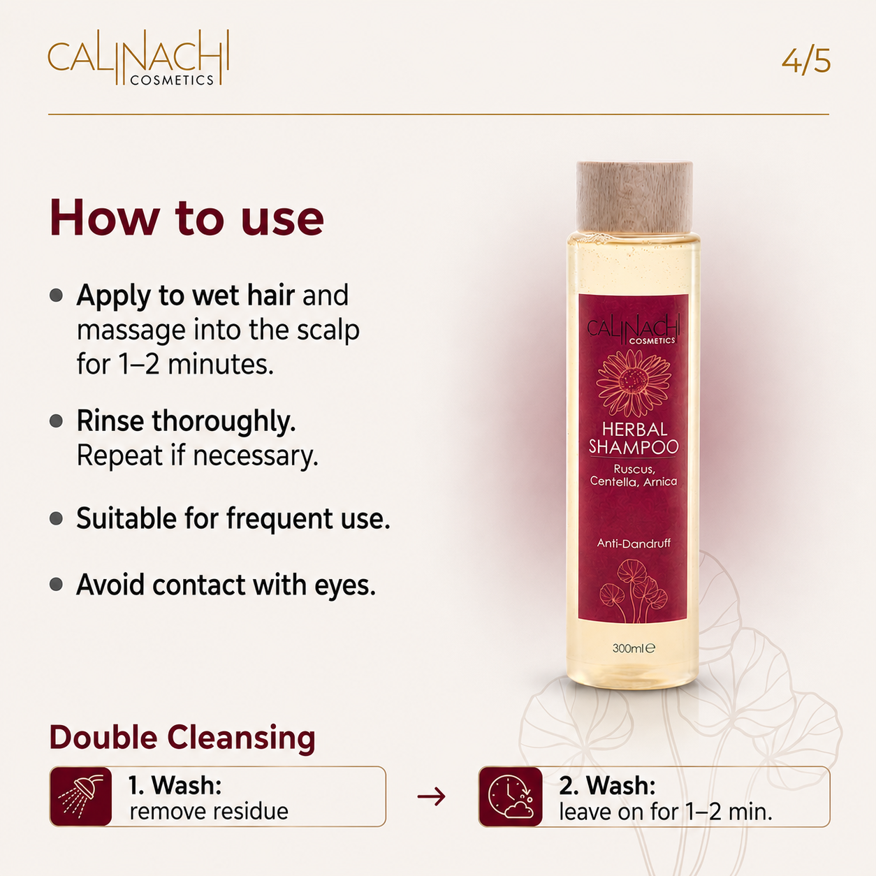 Anti Dandruff Herbal Shampoo, Sulfate Free, 300 ml. haircare CALINACHI Cosmetics