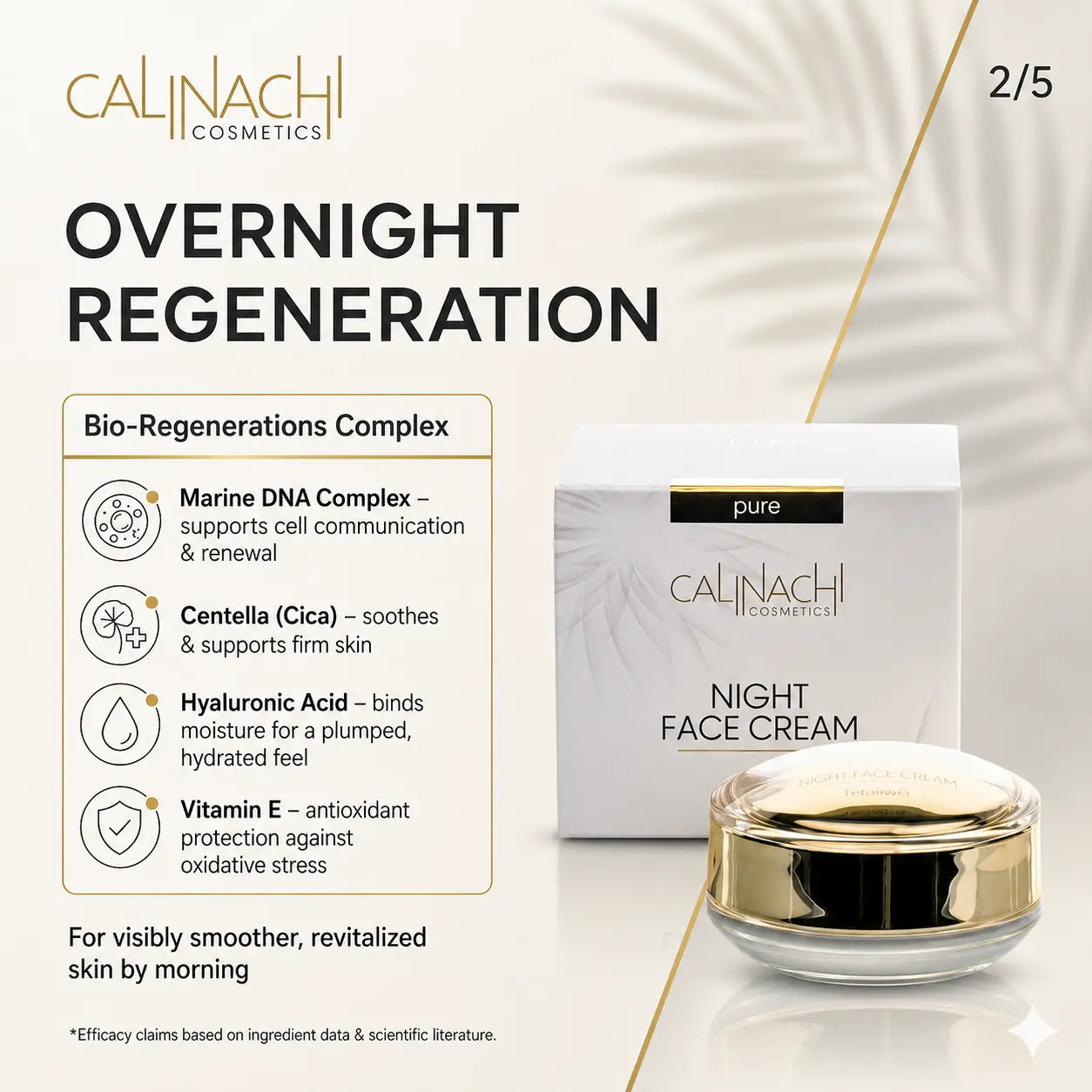 Regenerating Night Cream for Face, Neck, and Décolletage, 50ml skincare CALINACHI Cosmetics
