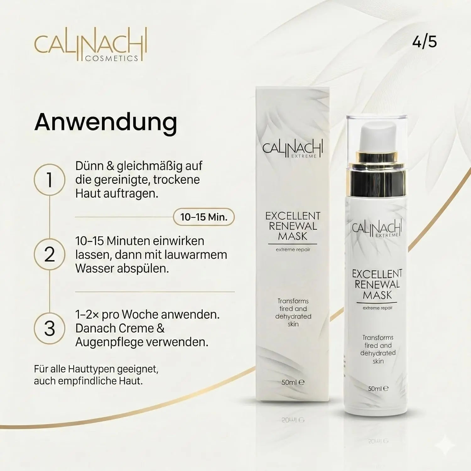 Excellent Renewal Mask for Face, Neck, and Décolletage, 50ml.  CALINACHI Cosmetics